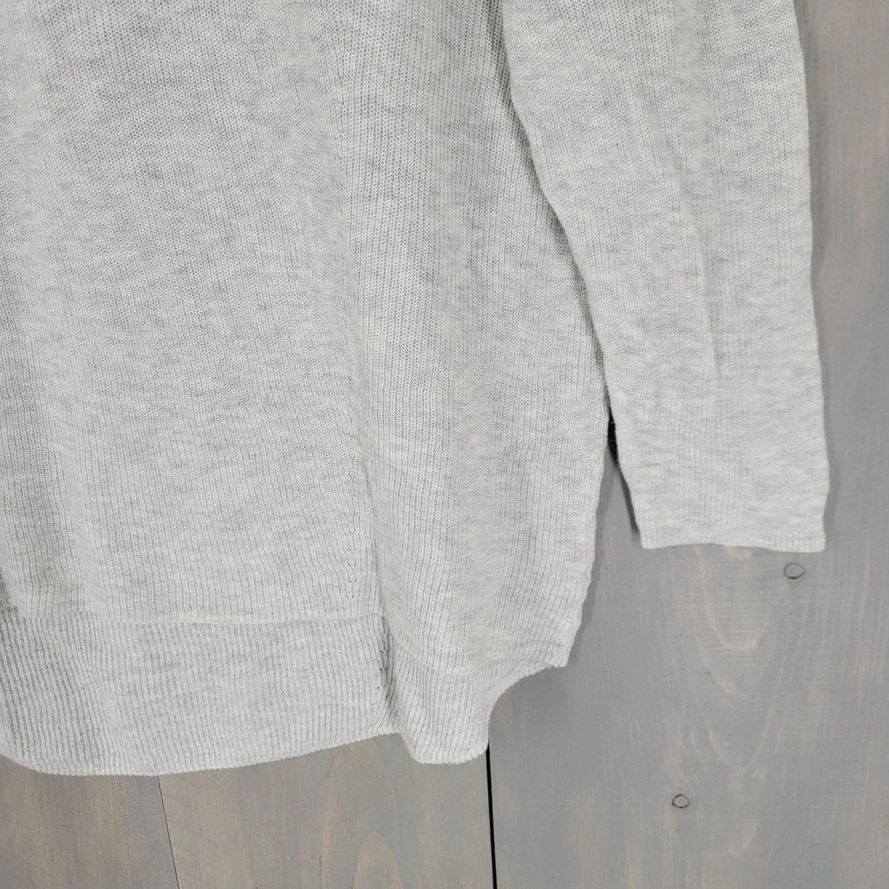 Lou & Grey Knit Sweater Women Medium Gray‎ Lightweight Cotton Boat Neck Raglan